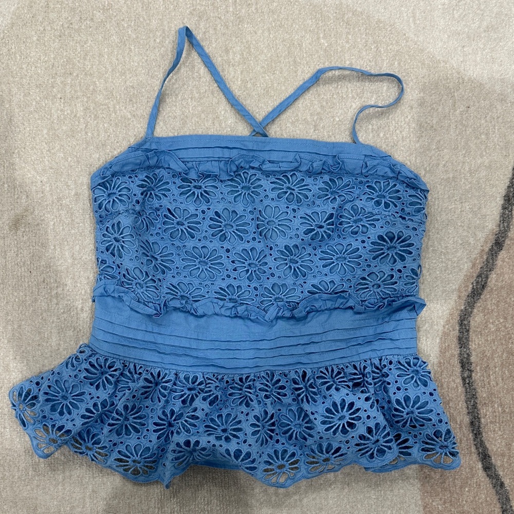 J. Crew Light Blue Smocked Top